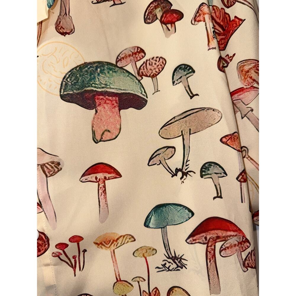 The House of Retro London XL Mushroom Print Button Up Shirt Whimsical Fungi - Picture 3 of 5